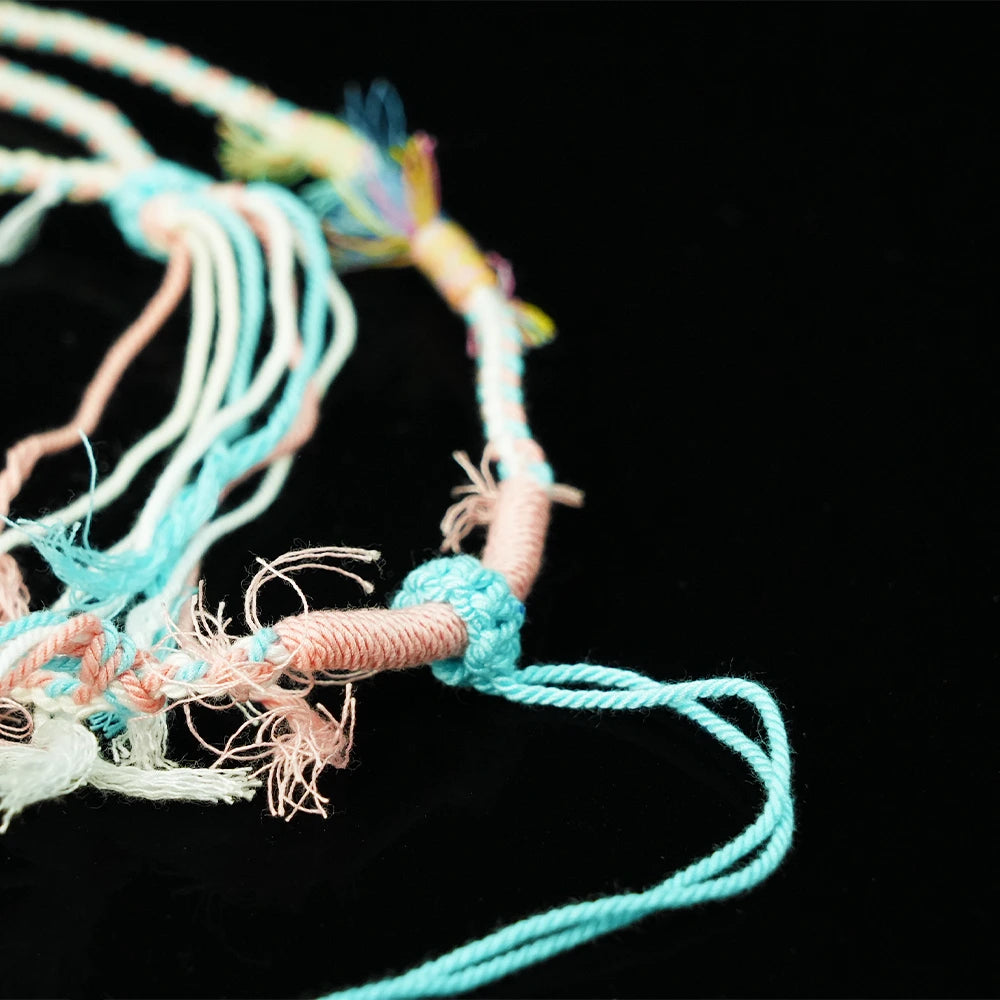 Crystal Cotton Cord Seven - Colored Stone Natural Style Blessing Necklace